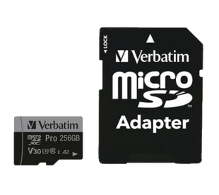Memory card VERBATIM microSDXC Pro 256GB UHS-I U3 V30 A2 Class 10